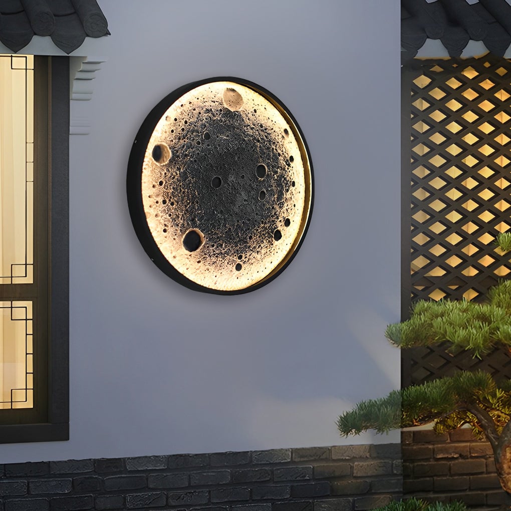 Round Moon Waterproof LED Modern Outdoor Wall Lights Fixture Wall Lamp - Lumpaz