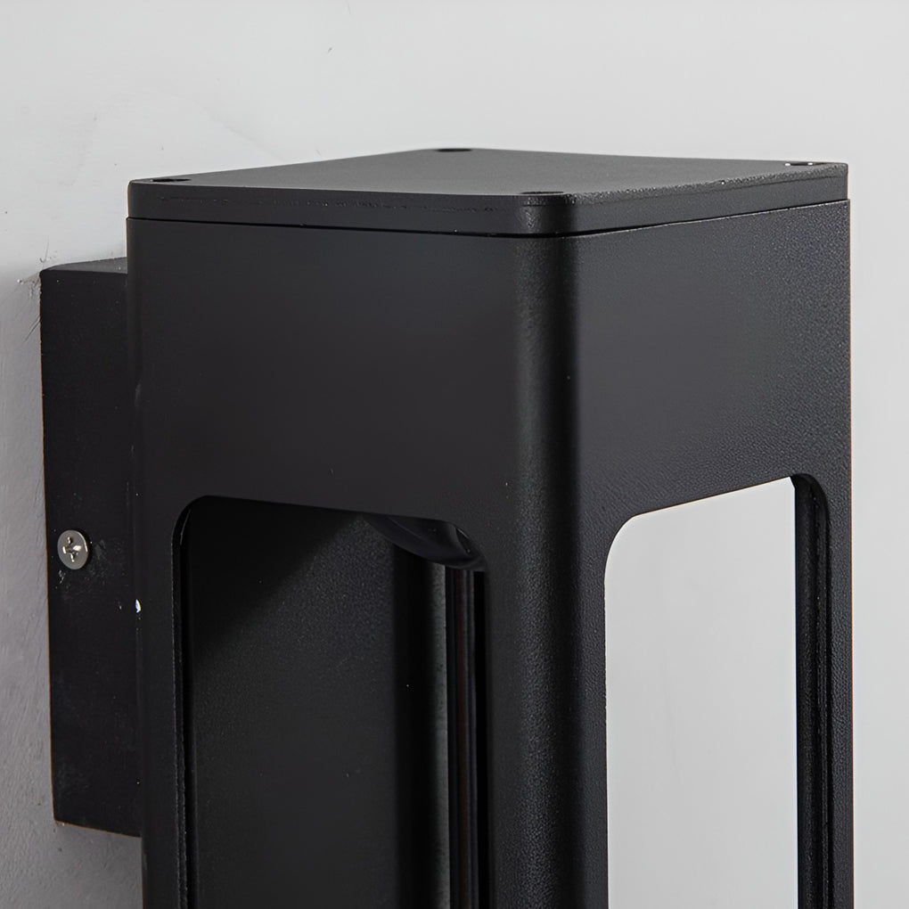 Rectangular IP65 LED Black Modern Outdoor Wall Sconce - Lumpaz