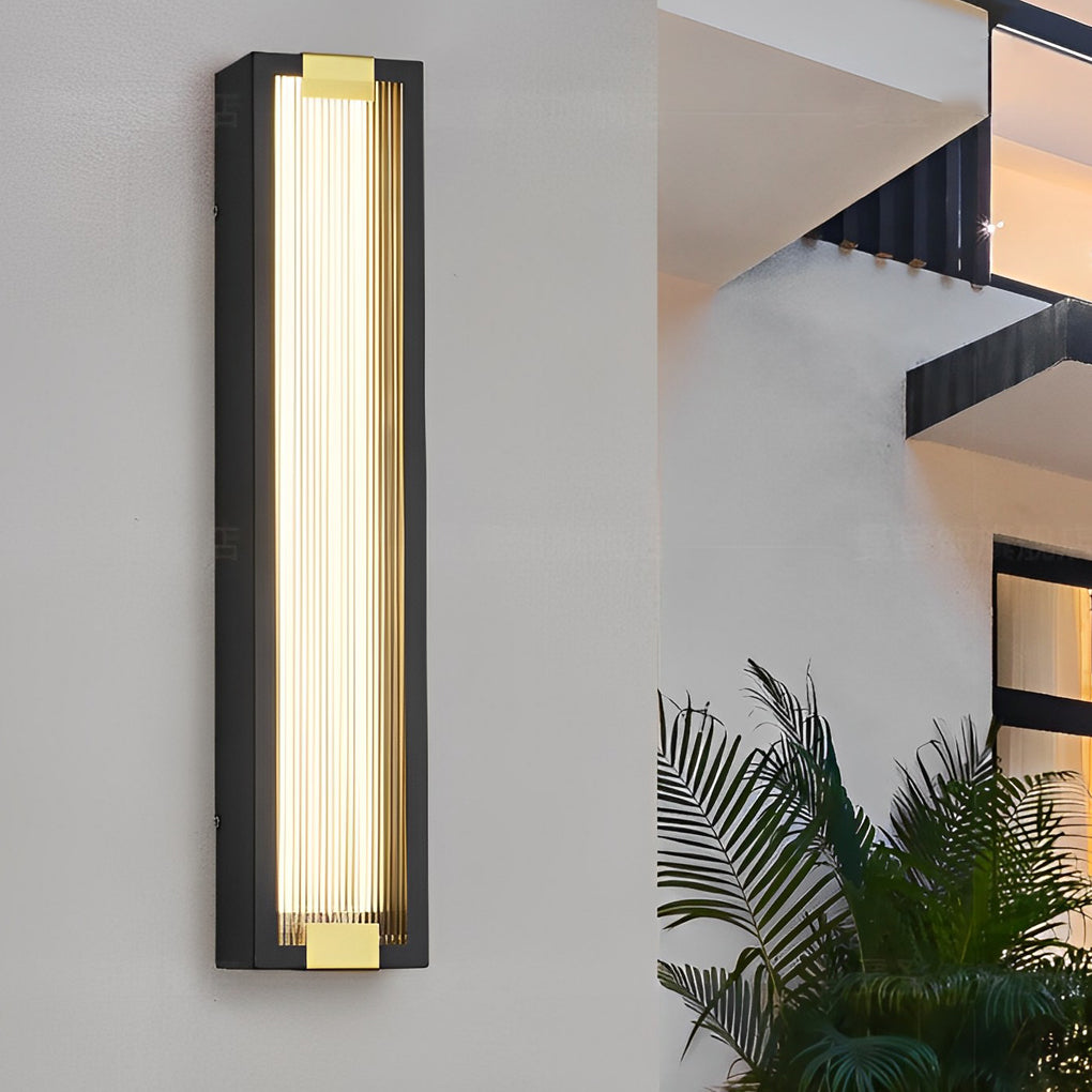Rectangular Strip Waterproof LED Black Modern Porch Lights Wall Sconces - Lumpaz