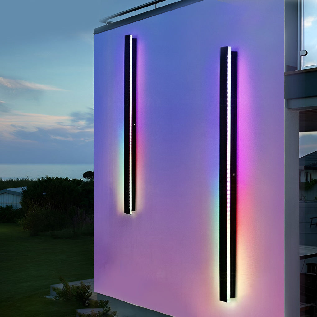Black Long Strip LED RGB Outdoor Waterproof Wall Light - Lumpaz