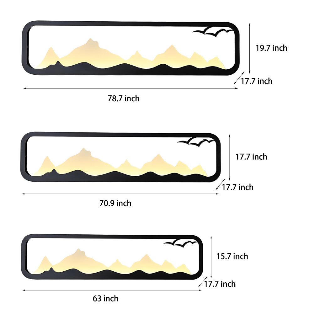 Rectangular Mountain Scenery LED Waterproof Black Outdoor Wall Lamp - Lumpaz