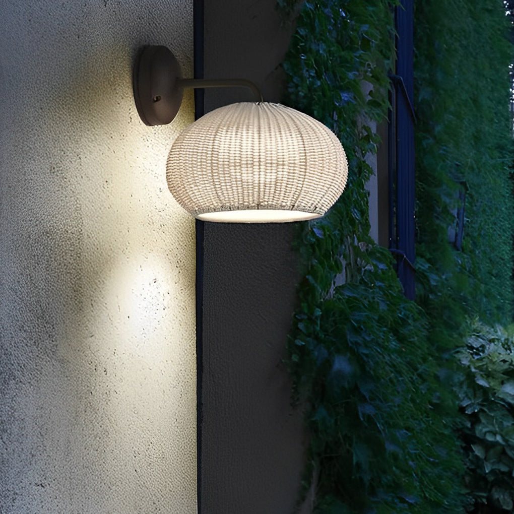 Lantern Shaped Waterproof Rattan Modern Outdoor Wall Lamp Chandelier - Lumpaz