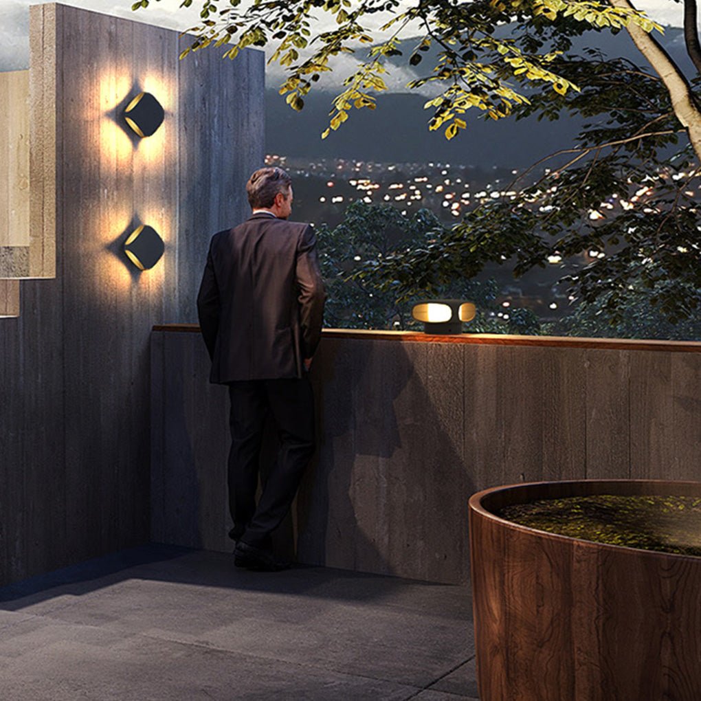 Square LED Waterproof Black Modern Outdoor Wall Lights Fence Post Lights - Lumpaz