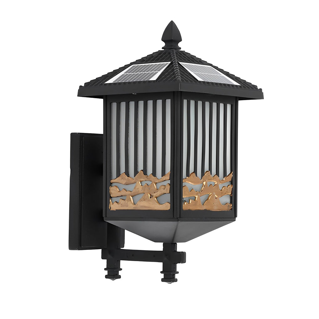 Retro Waterproof LED Black Modern Solar Wall Lights Outdoor Wall Sconce - Lumpaz