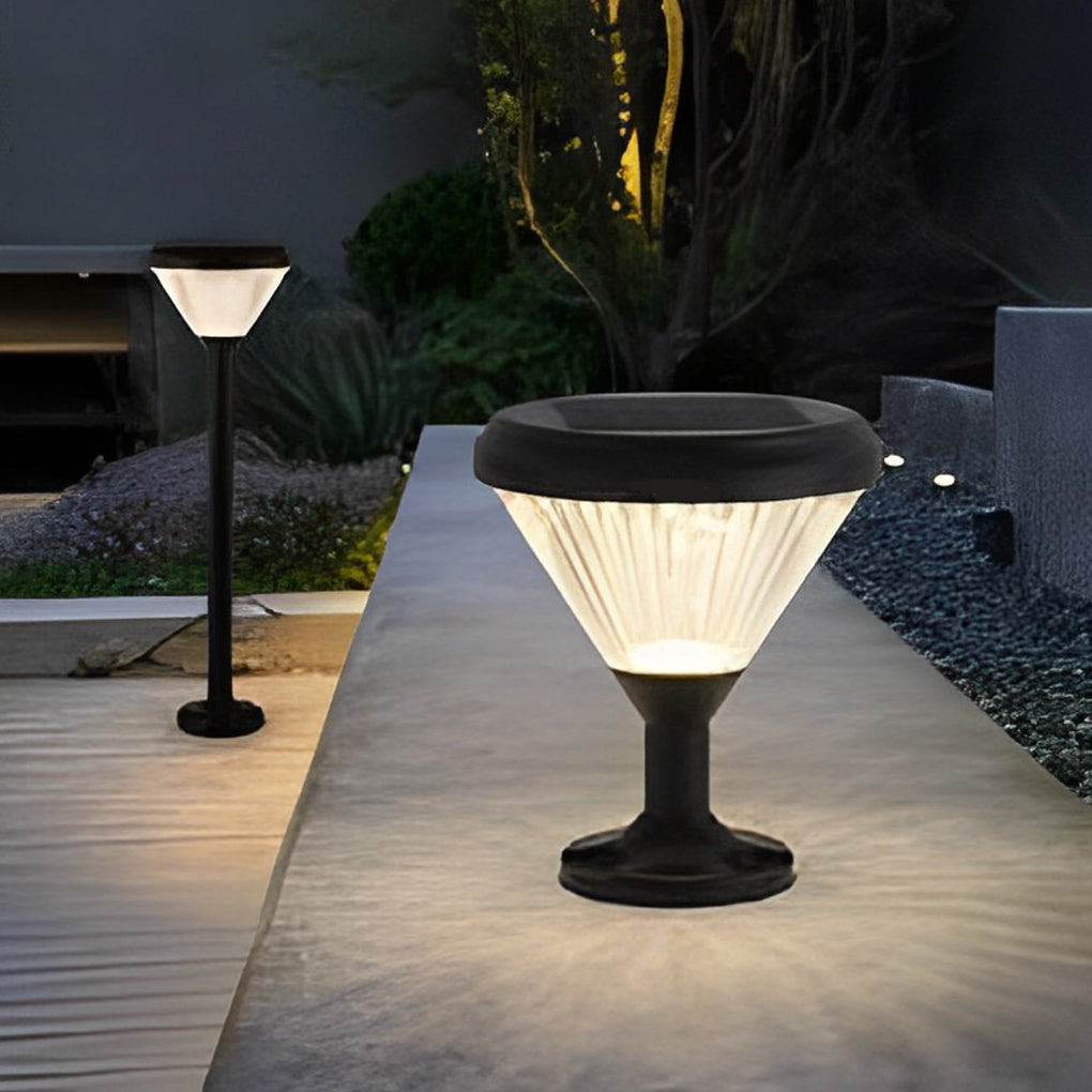 Round Waterproof Light Control LED Black Modern Solar Outdoor Lights - Lumpaz