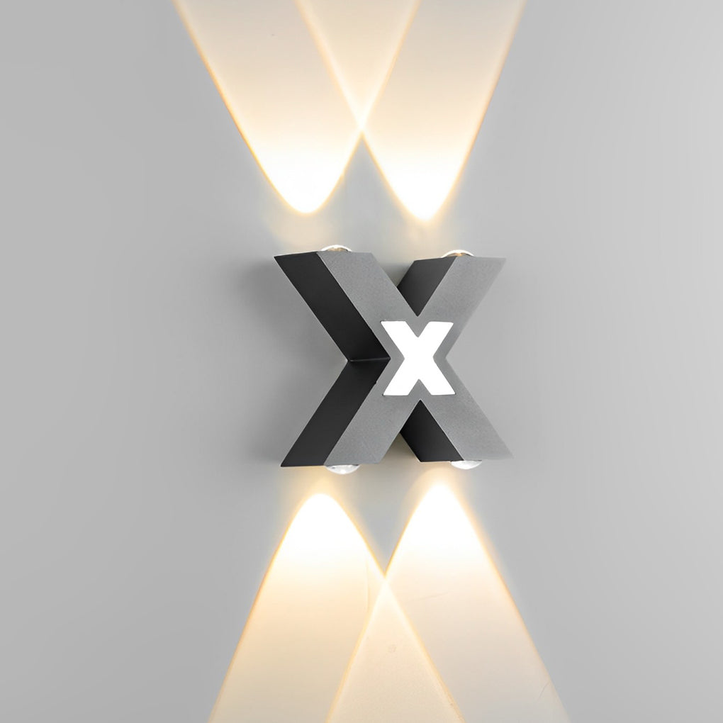 X Shape Creative Waterproof LED Black Modern Outdoor Wall Lamp Exterior Lights - Lumpaz