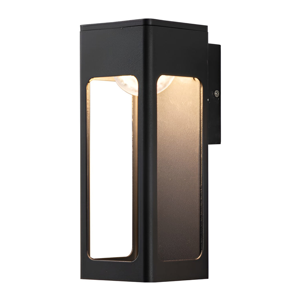 Rectangular IP65 LED Black Modern Outdoor Wall Sconce - Lumpaz