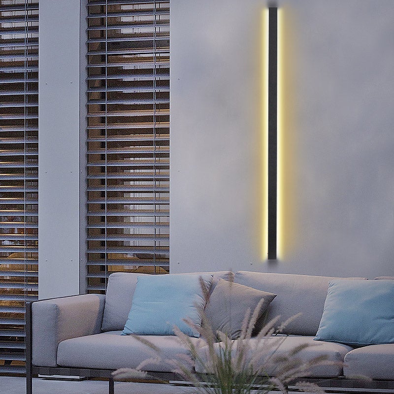 Long Strip LED Waterproof Black Minimalist Outdoor Wall Lights Exterior Lights - Lumpaz