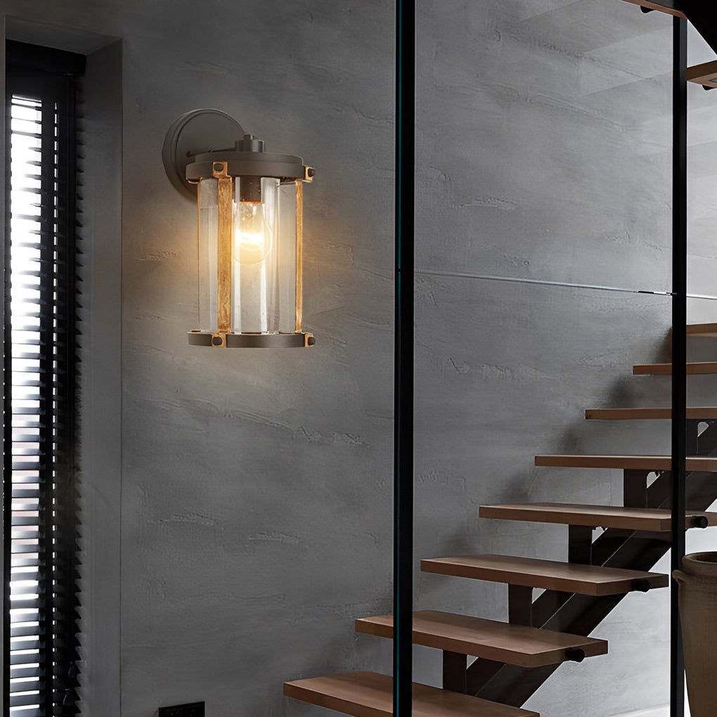 Vintage Waterproof Glass Black Industrial Style Outdoor Wall Sconces Lighting - Lumpaz