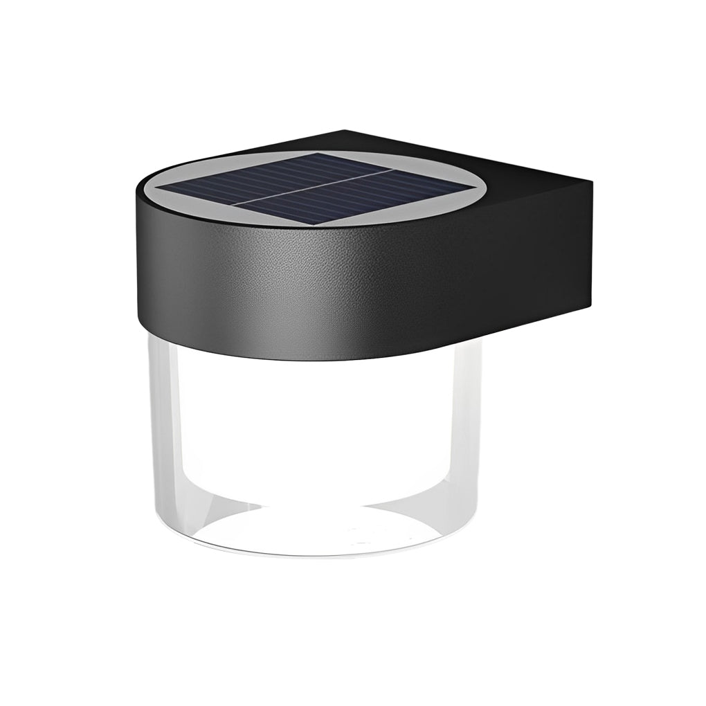 Square Round Waterproof LED Black Minimalist Solar Outdoor Wall Lights - Lumpaz
