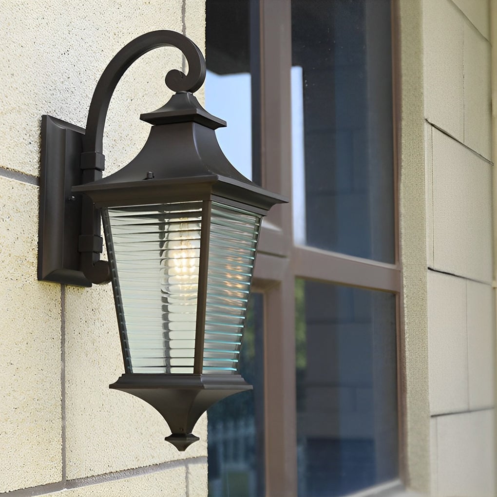 Retro Waterproof Creative Stripes Glass Shade Modern Outdoor Wall Light - Lumpaz
