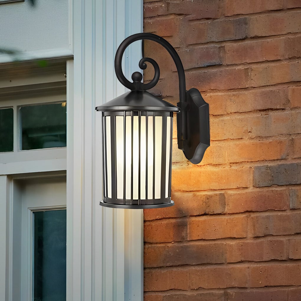 Waterproof Striped Glass Aluminum Black Retro Outdoor Wall Lights - Lumpaz