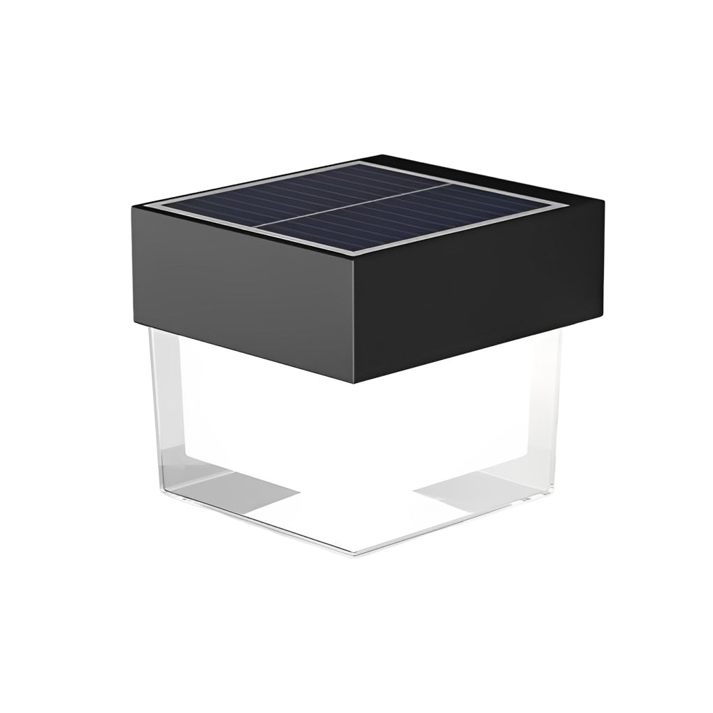 Square Round Waterproof LED Black Minimalist Solar Outdoor Wall Lights - Lumpaz
