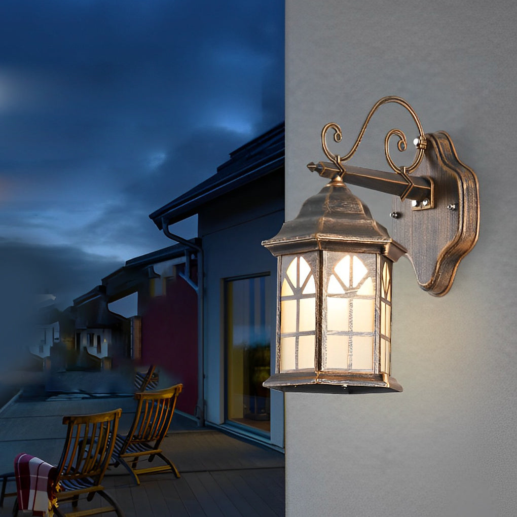 Retro Waterproof Dimmable LED Solar Wall Lamp with Remote Exterior Lights - Lumpaz