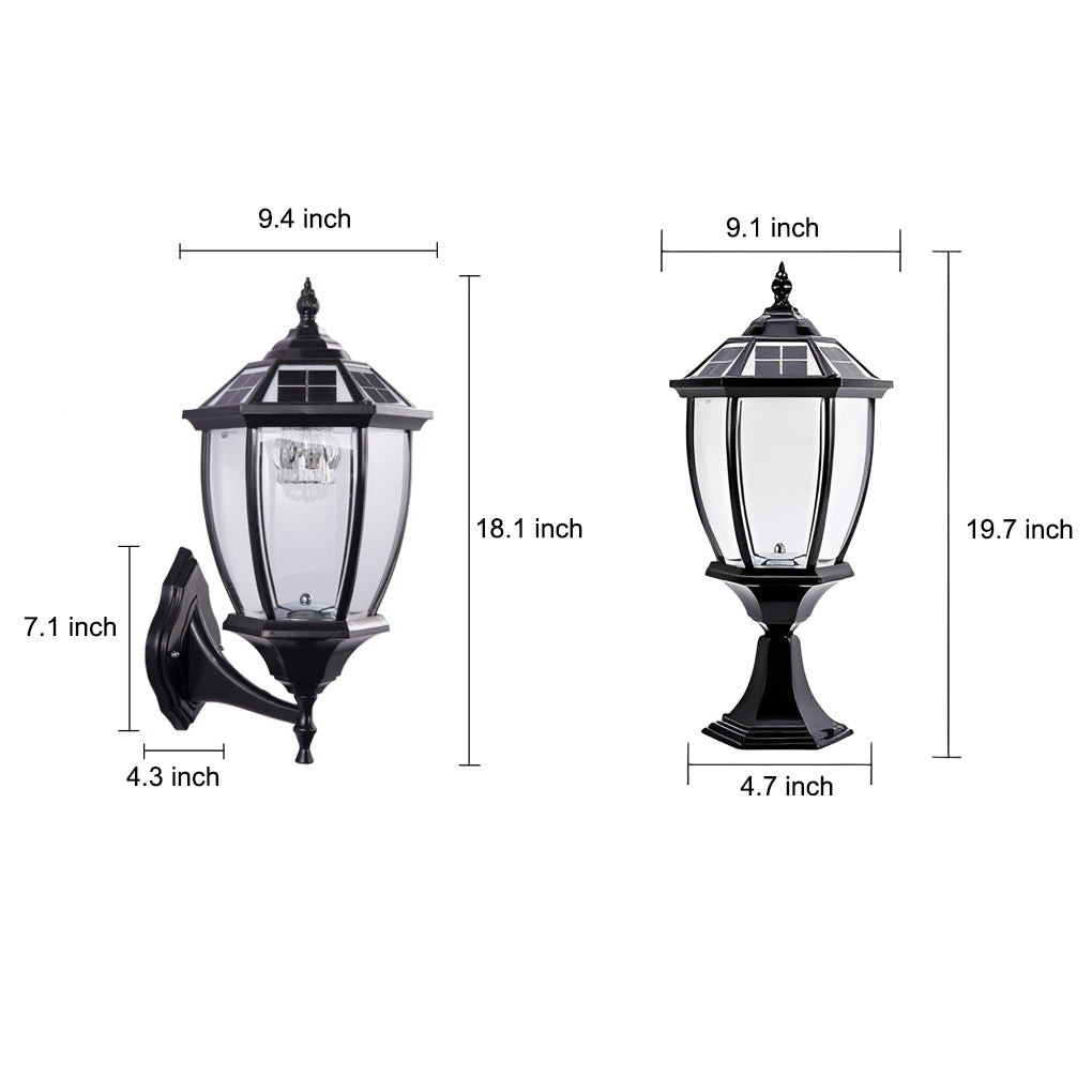 Led Waterproof Black Vintage Outdoor Solar Fence Post Lights with Remote - Lumpaz