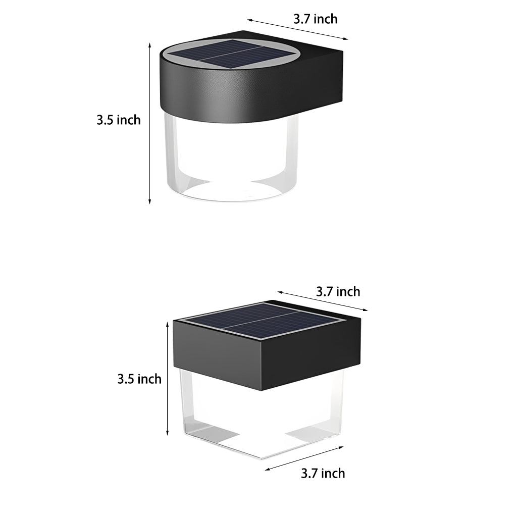 Square Round Waterproof LED Black Minimalist Solar Outdoor Wall Lights - Lumpaz
