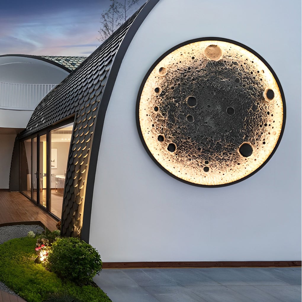Round Moon Waterproof LED Modern Outdoor Wall Lights Fixture Wall Lamp - Lumpaz