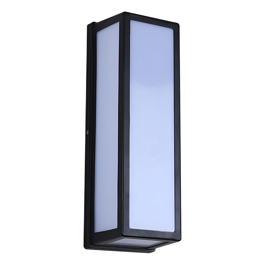Rectangle LED Waterproof Motion Sensor Black Modern Wall Sconce Lighting - Lumpaz