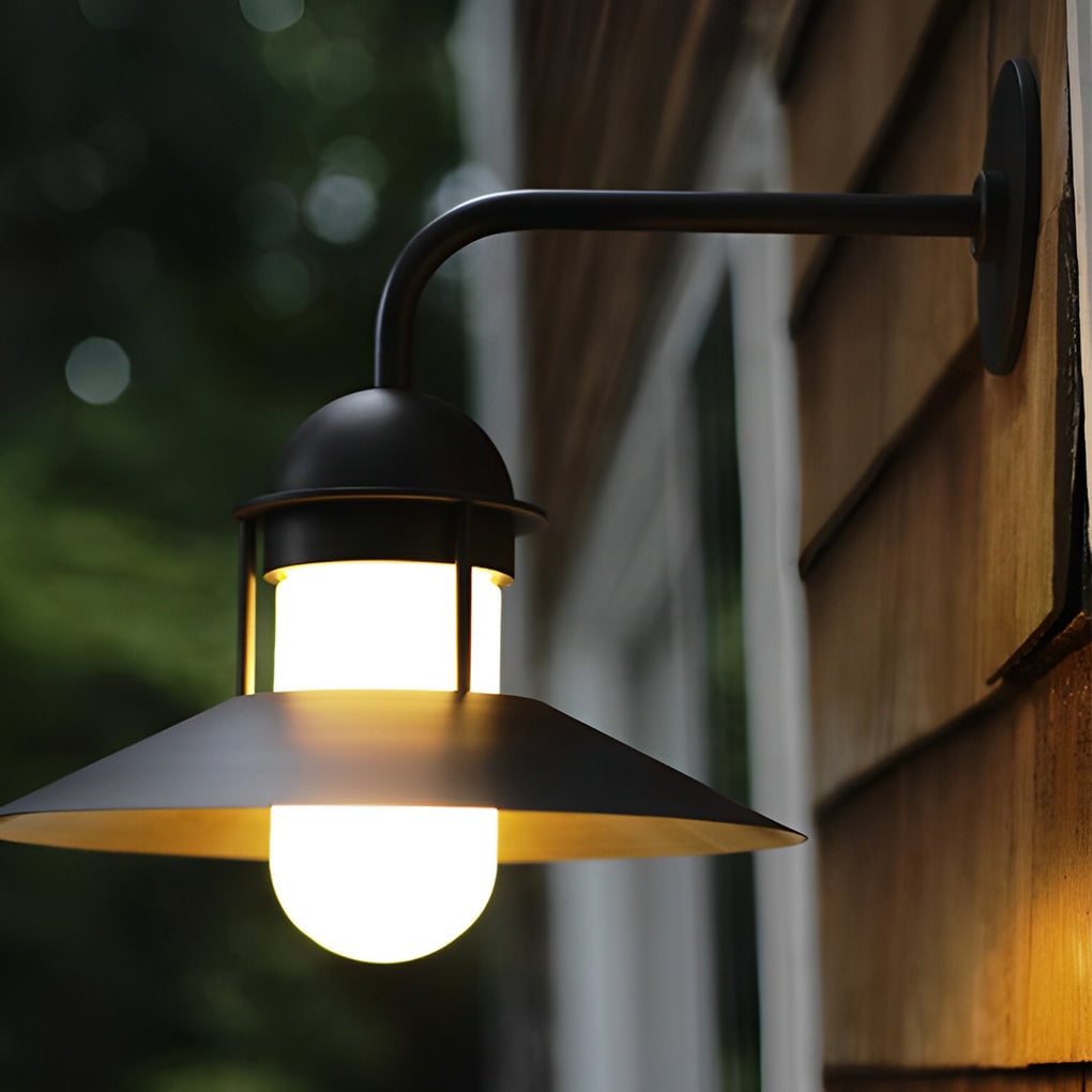 Antique Round Iron Glass Waterproof Black Retro Outdoor Wall Lights - Lumpaz