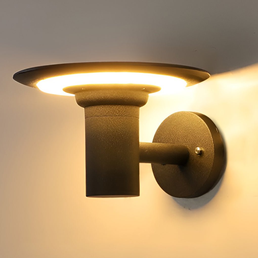 Round UFO-shaped LED Waterproof Solar Modern Outdoor Sconces Wall Lamp - Lumpaz