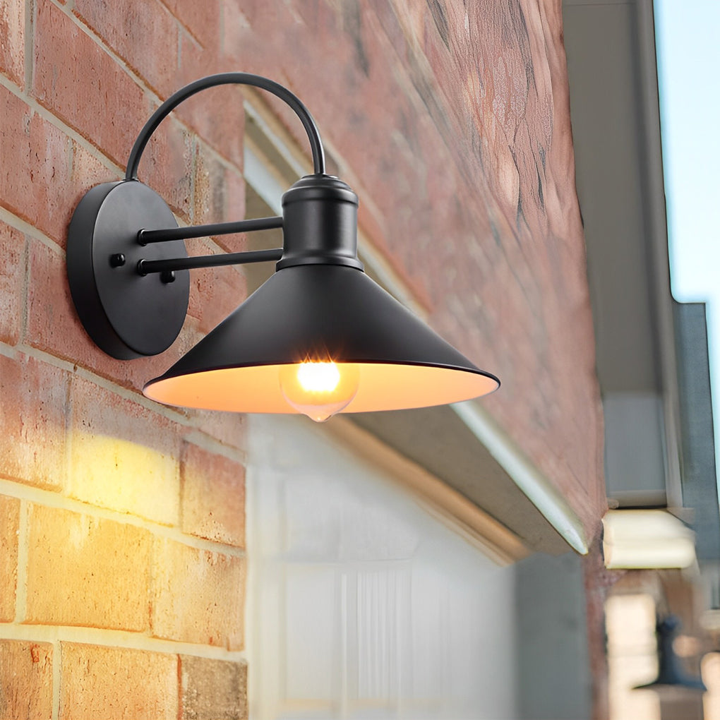 Retro Conical Iron Waterproof Industrial Style Outdoor Wall Lamp Exterior Lights - Lumpaz