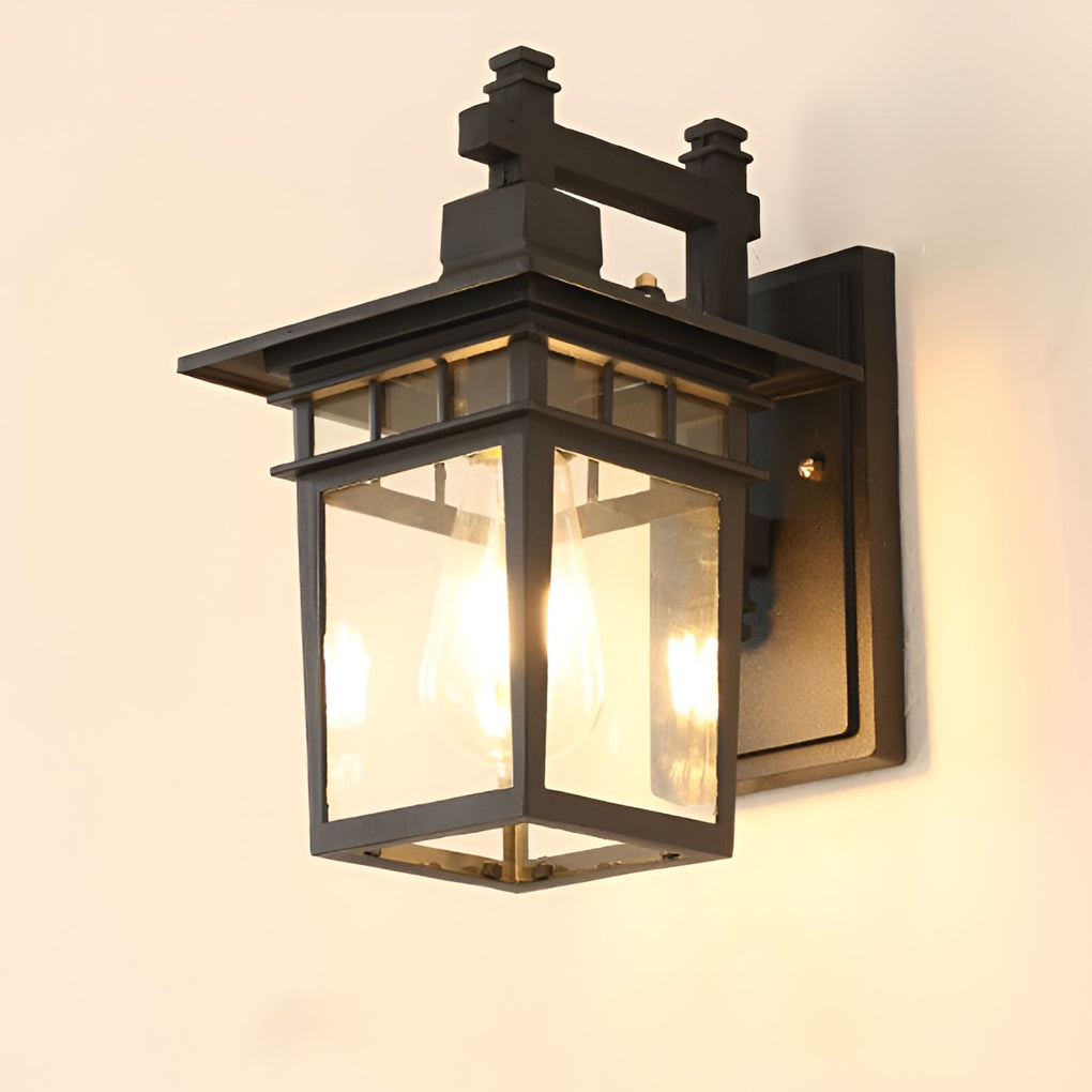 Pavilion Shaped Glass LED Waterproof Retro Outdoor Wall Lamp Wall Sconce Lighting without Bulb - Lumpaz
