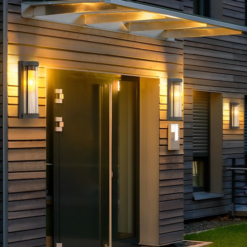 Creative Glass Waterproof LED Black Modern Solar Wall Lamp Exterior Lights - Lumpaz