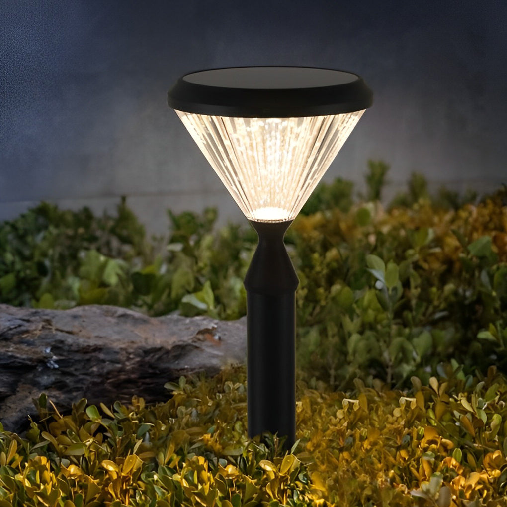 Round Waterproof Light Control LED Black Modern Solar Outdoor Lights - Lumpaz