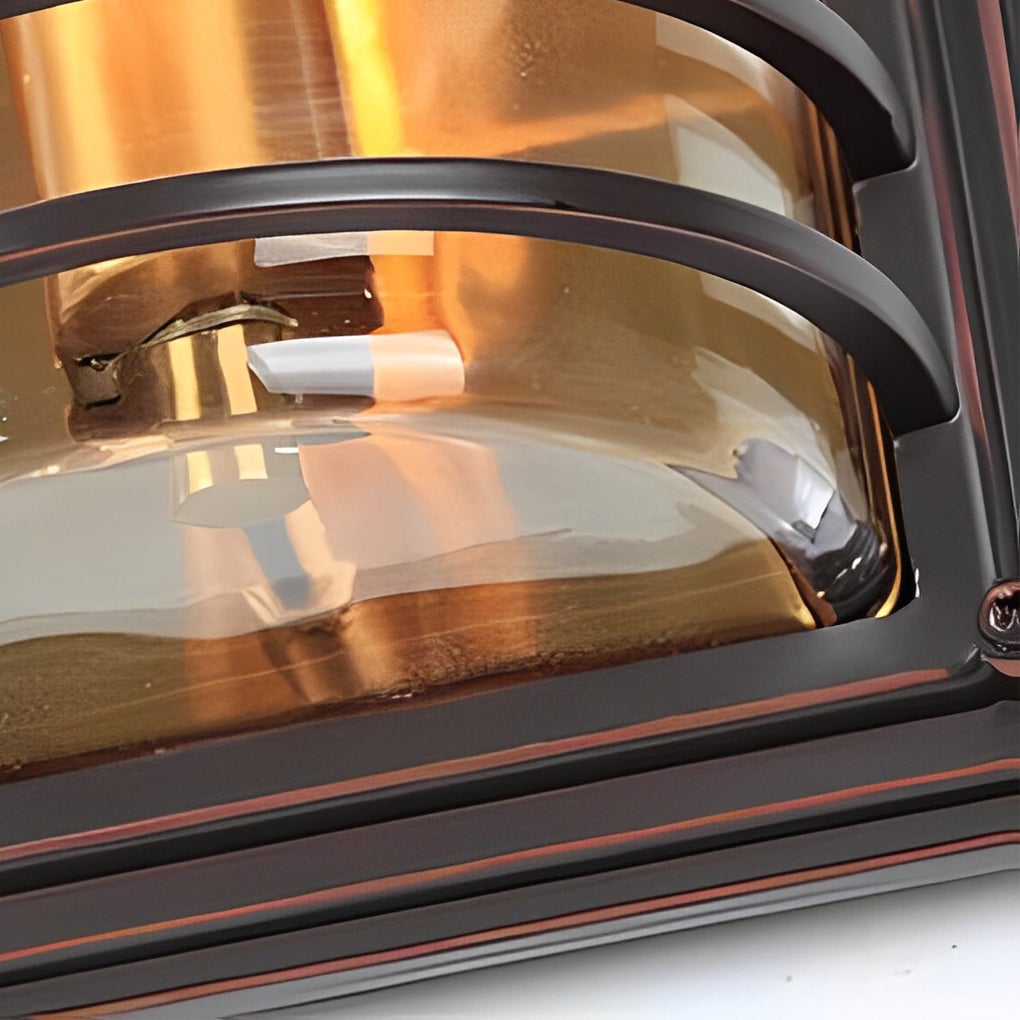 Vintage Aluminum Brown Glass Waterproof Modern Outdoor Wall Light - Lumpaz