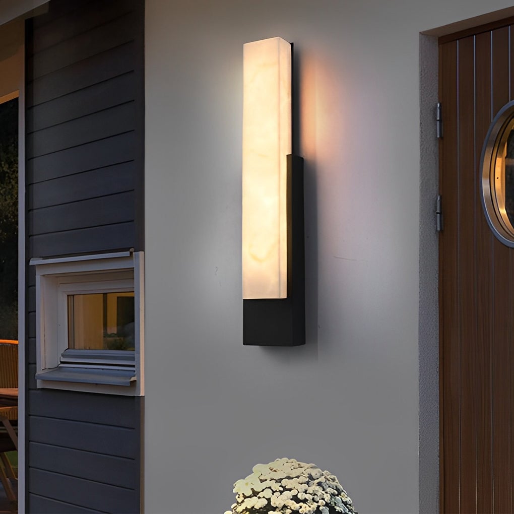 Waterproof Imitation Marble Shade LED Black Modern Outdoor Wall Light - Lumpaz
