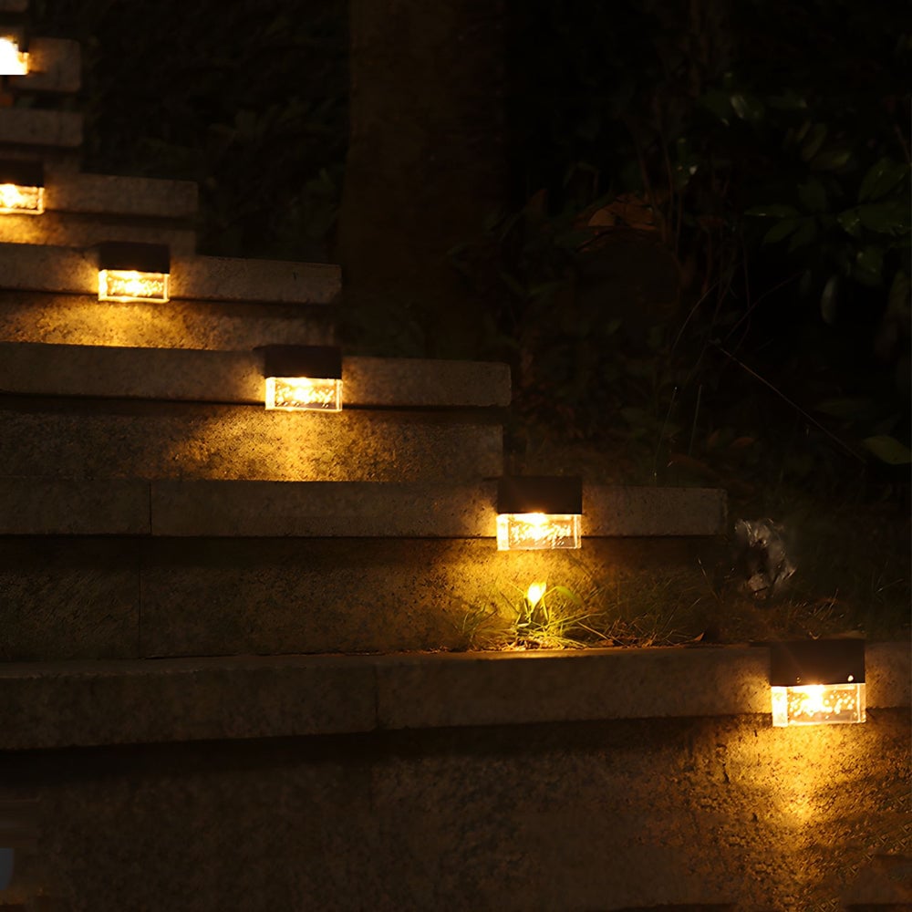 2PCS Solar Sunset Fence Lights RGB LED Outdoor Acrylic Bubbles Step Deck Light - Lumpaz