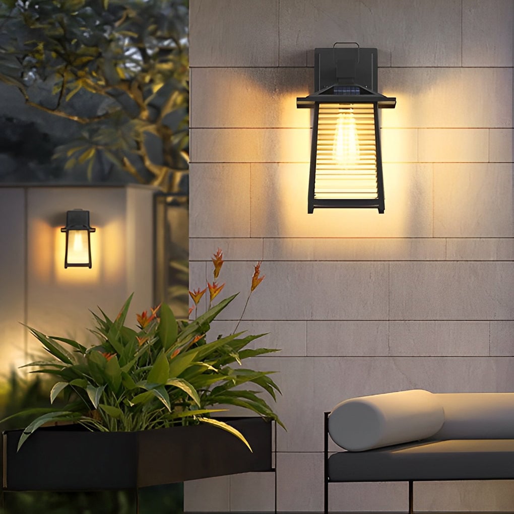 Waterproof Thickened Glass Black Retro Solar Outdoor Wall Lights - Lumpaz