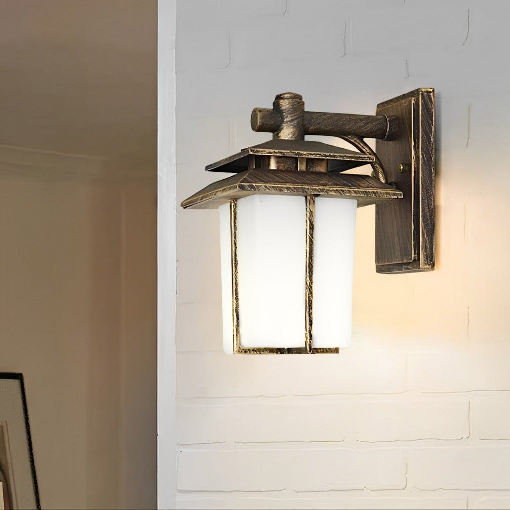 Vintage Glass Aluminum Waterproof European Style Outdoor Wall Sconces Lighting - Lumpaz