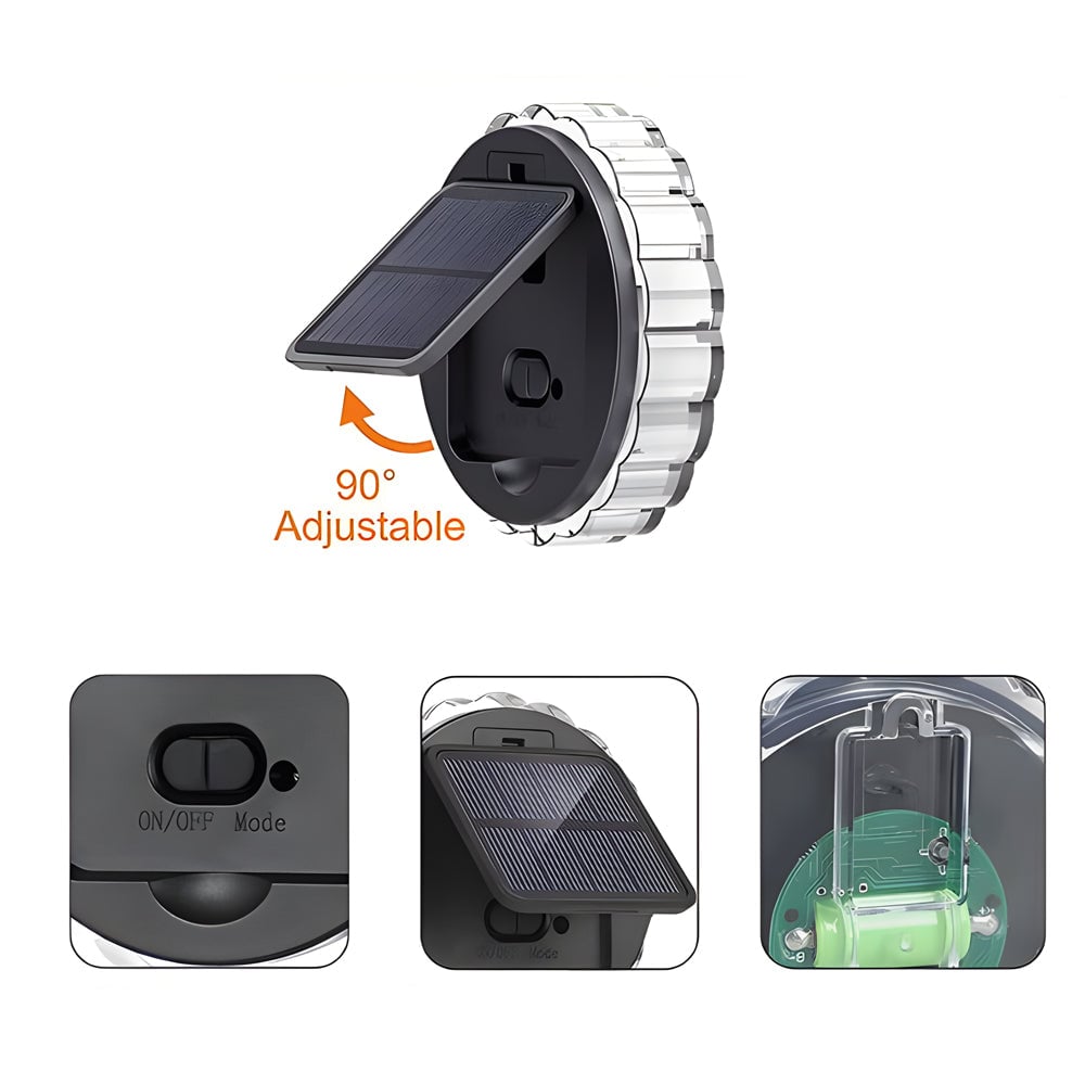 Round 9 LED Solar Petal Wall Light 3 Mode with Remote Outdoor Wall Sconce Lamp Waterproof Wall Mount Lighting - Lumpaz