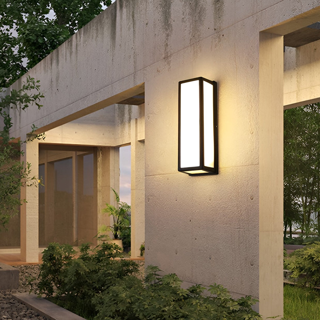 Rectangle LED Waterproof Motion Sensor Black Modern Wall Sconce Lighting - Lumpaz