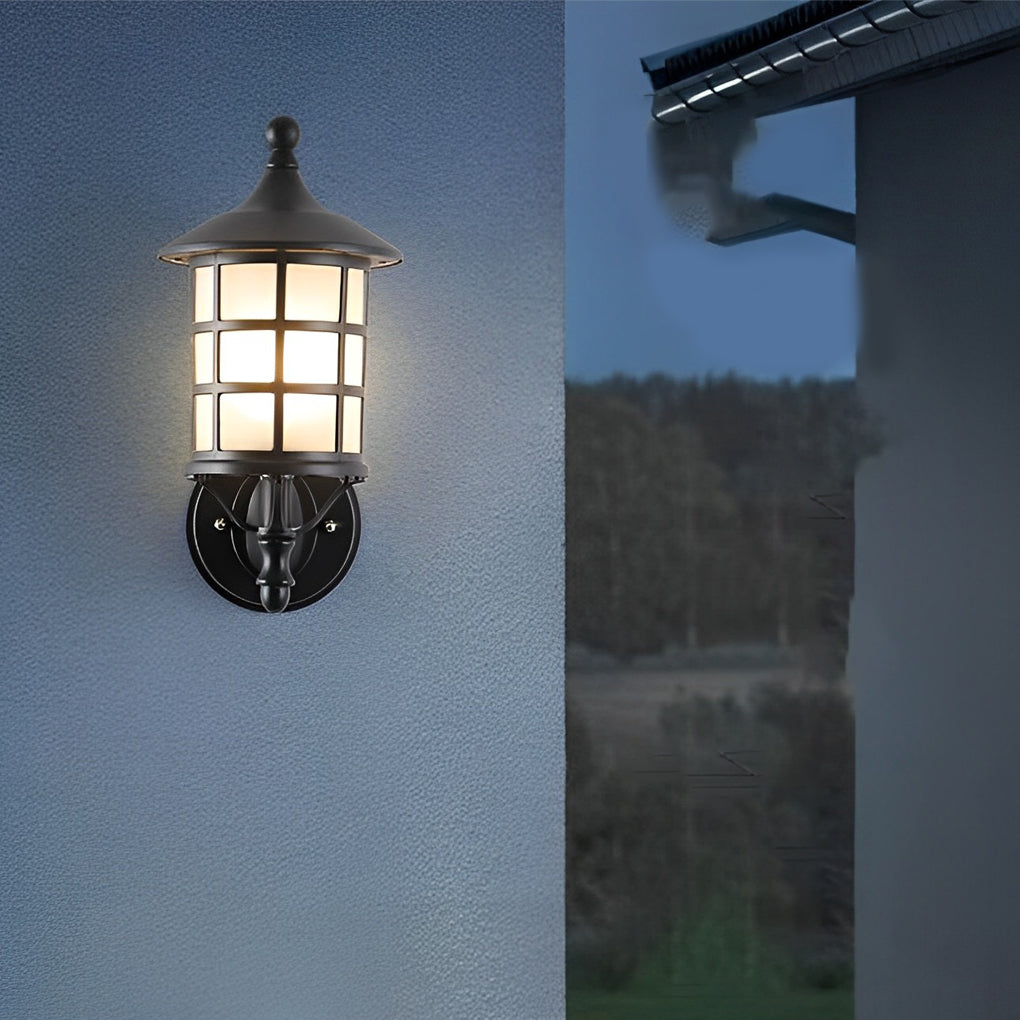 Retro Round Three Step Dimming Black European-style Solar Wall Sconces - Lumpaz