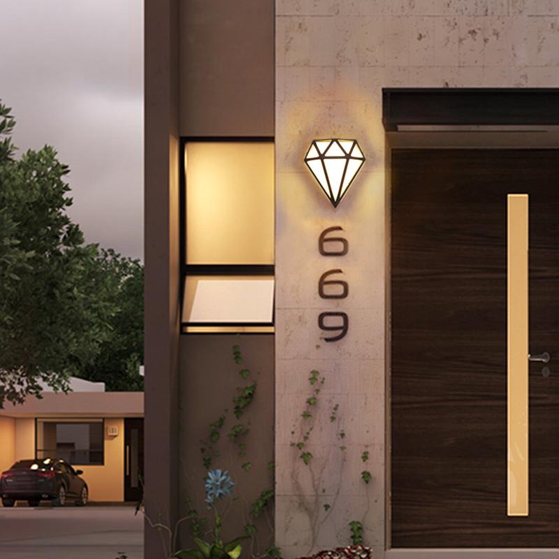 Rhombus Diamonds LED Waterproof Modern Porch Lights Outdoor Wall Lights - Lumpaz