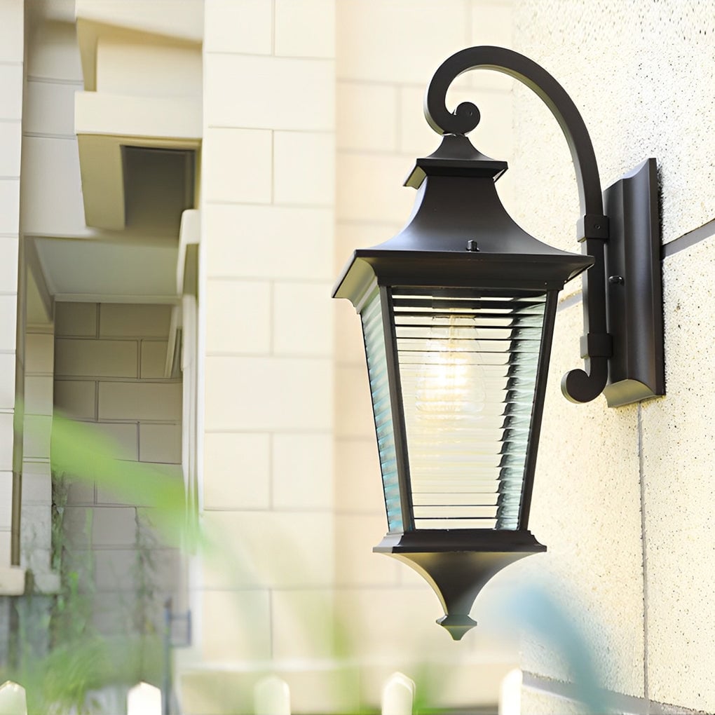 Retro Waterproof Creative Stripes Glass Shade Modern Outdoor Wall Light - Lumpaz