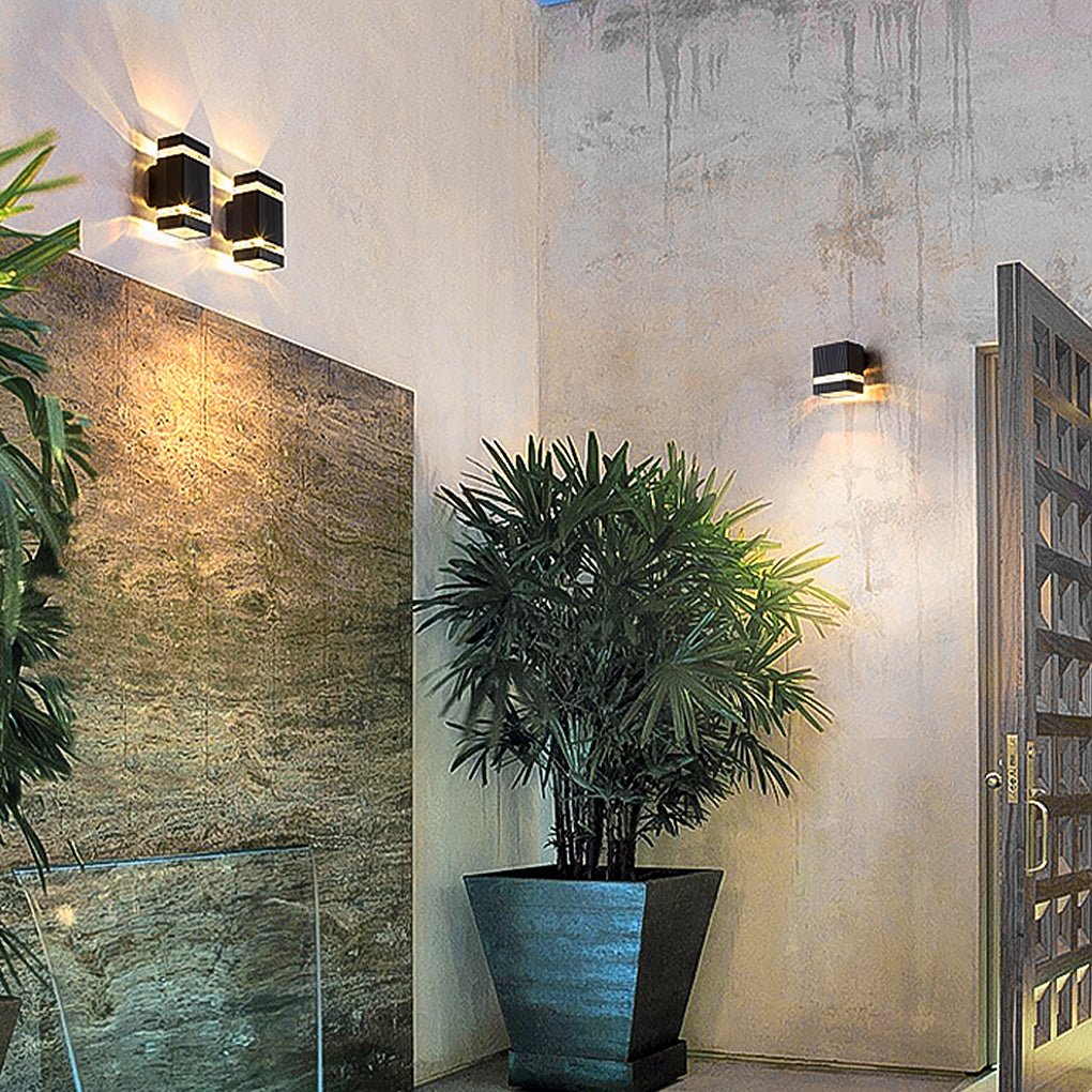 Square Round Waterproof Up And Down Lighting LED Modern Wall Sconces - Lumpaz