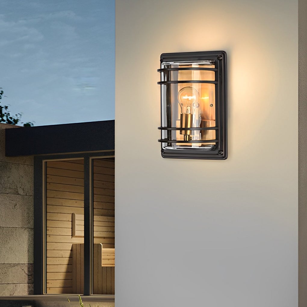 Vintage Aluminum Brown Glass Waterproof Modern Outdoor Wall Light - Lumpaz