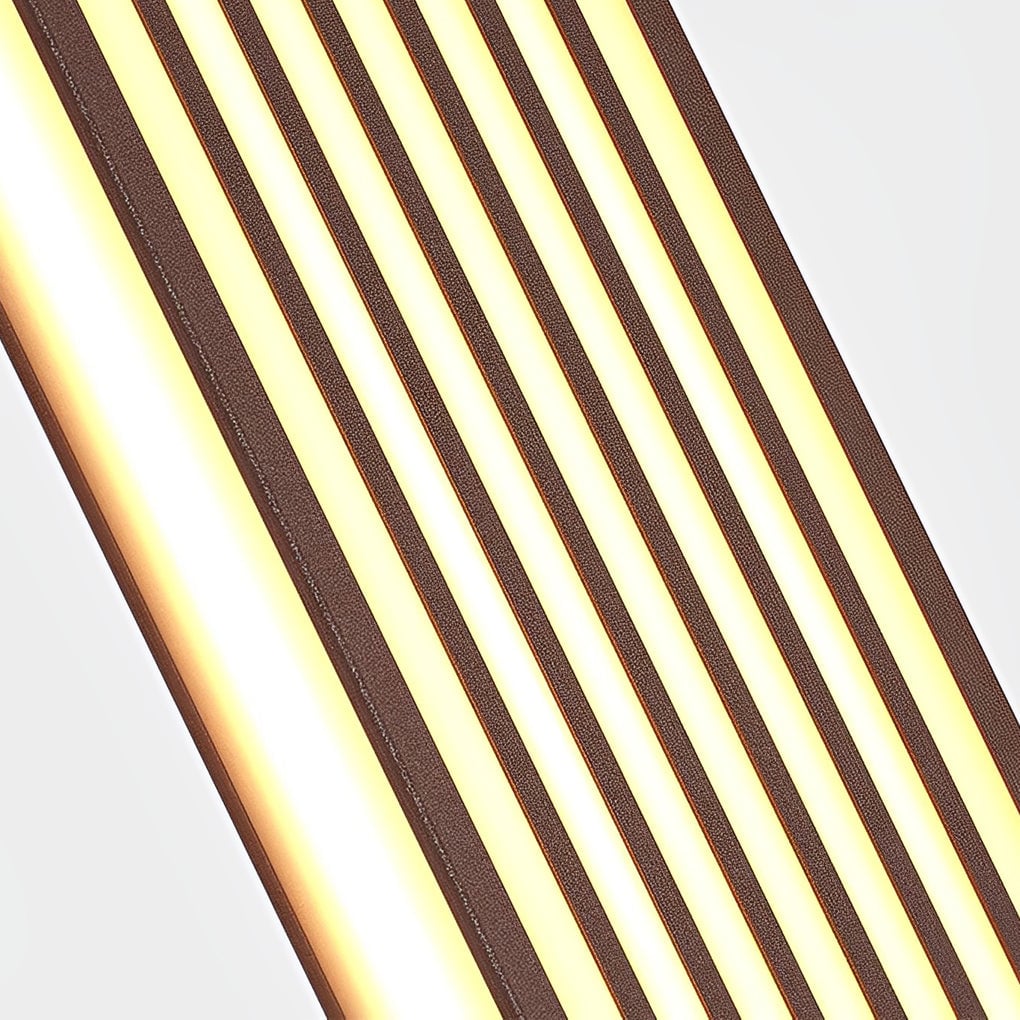 Retro Vertical Stripe Grid LED Waterproof Brown Outdoor Wall Lamp - Lumpaz