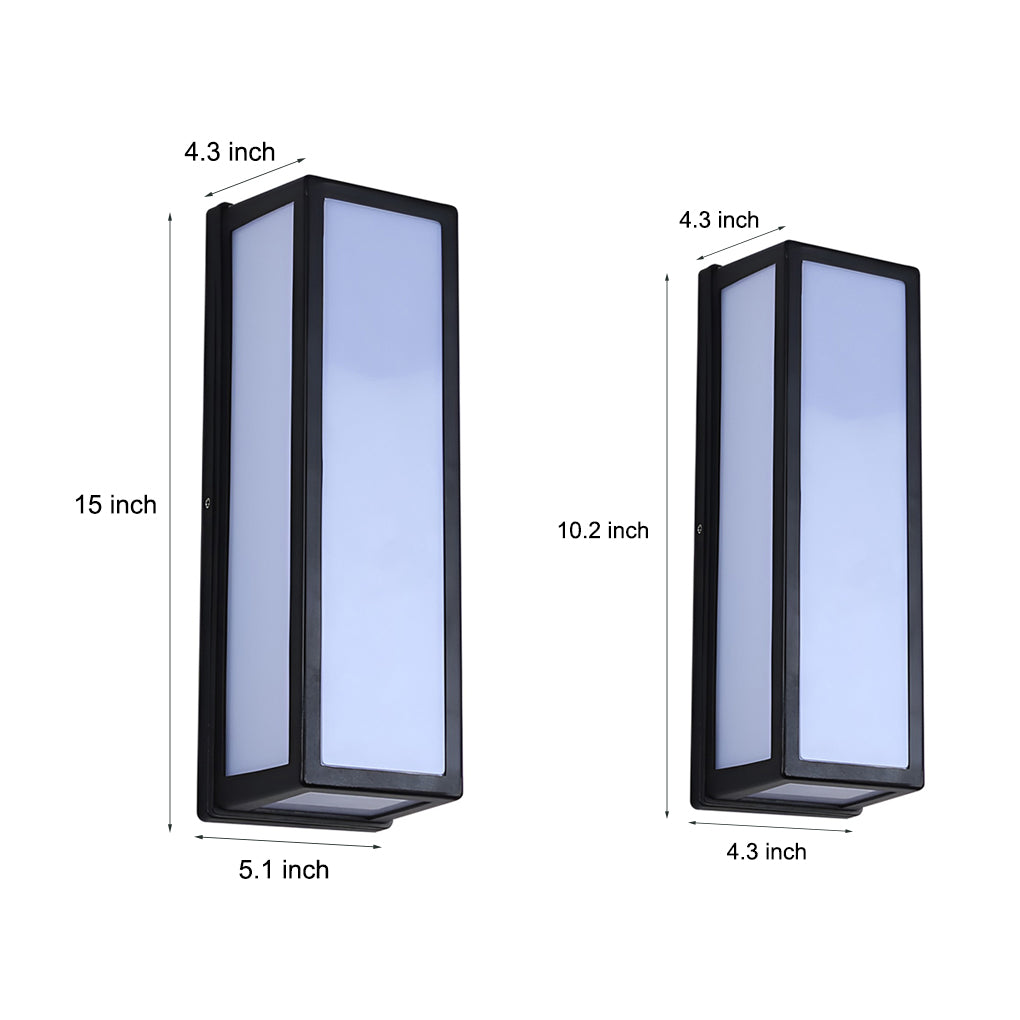 Rectangle LED Waterproof Motion Sensor Black Modern Wall Sconce Lighting - Lumpaz