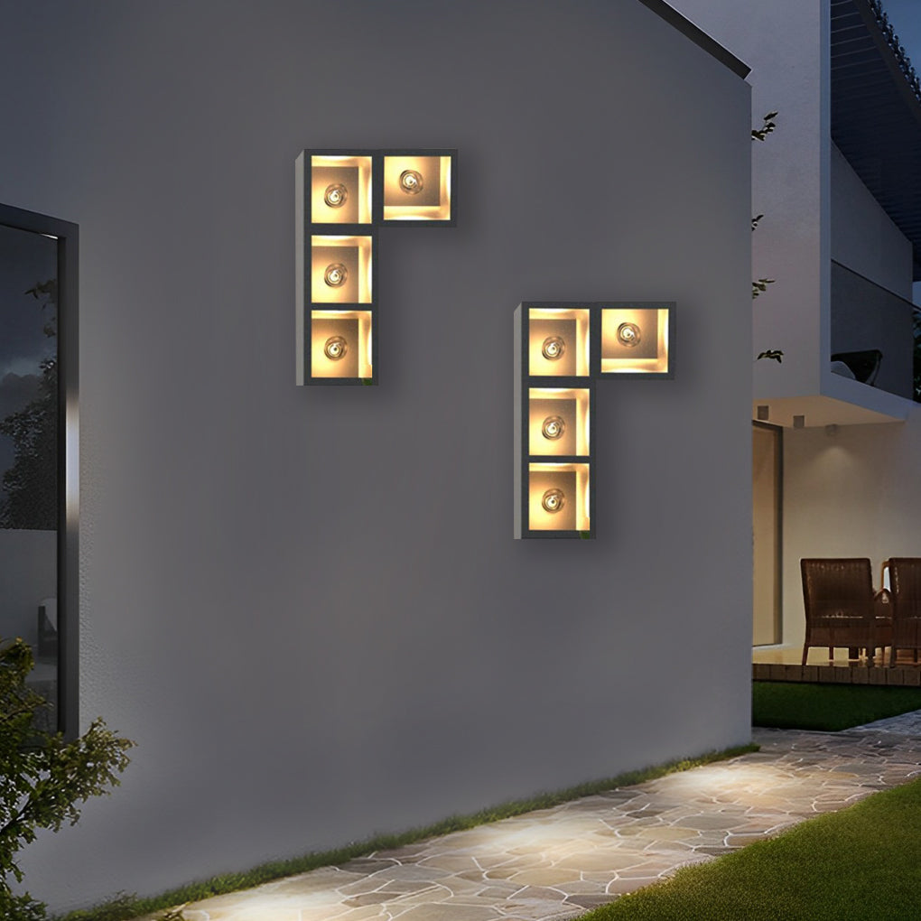 Waterproof Creative Square Combination LED Black Wall Lamp with Flowerpot - Lumpaz
