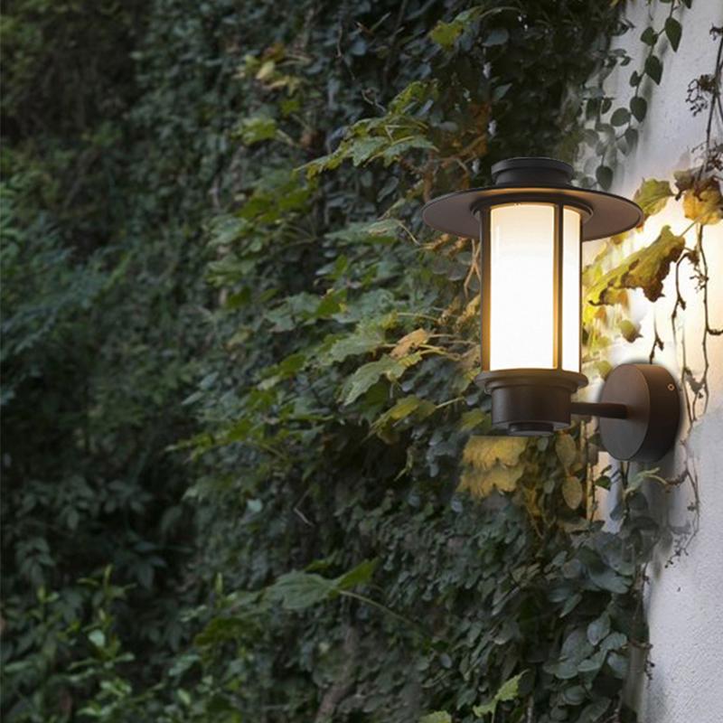 Top Hats Shape Aluminum LED Waterproof Black Retro Outdoor Wall Lights - Lumpaz
