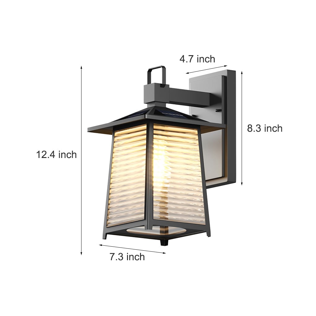 Waterproof Thickened Glass Black Retro Solar Outdoor Wall Lights - Lumpaz