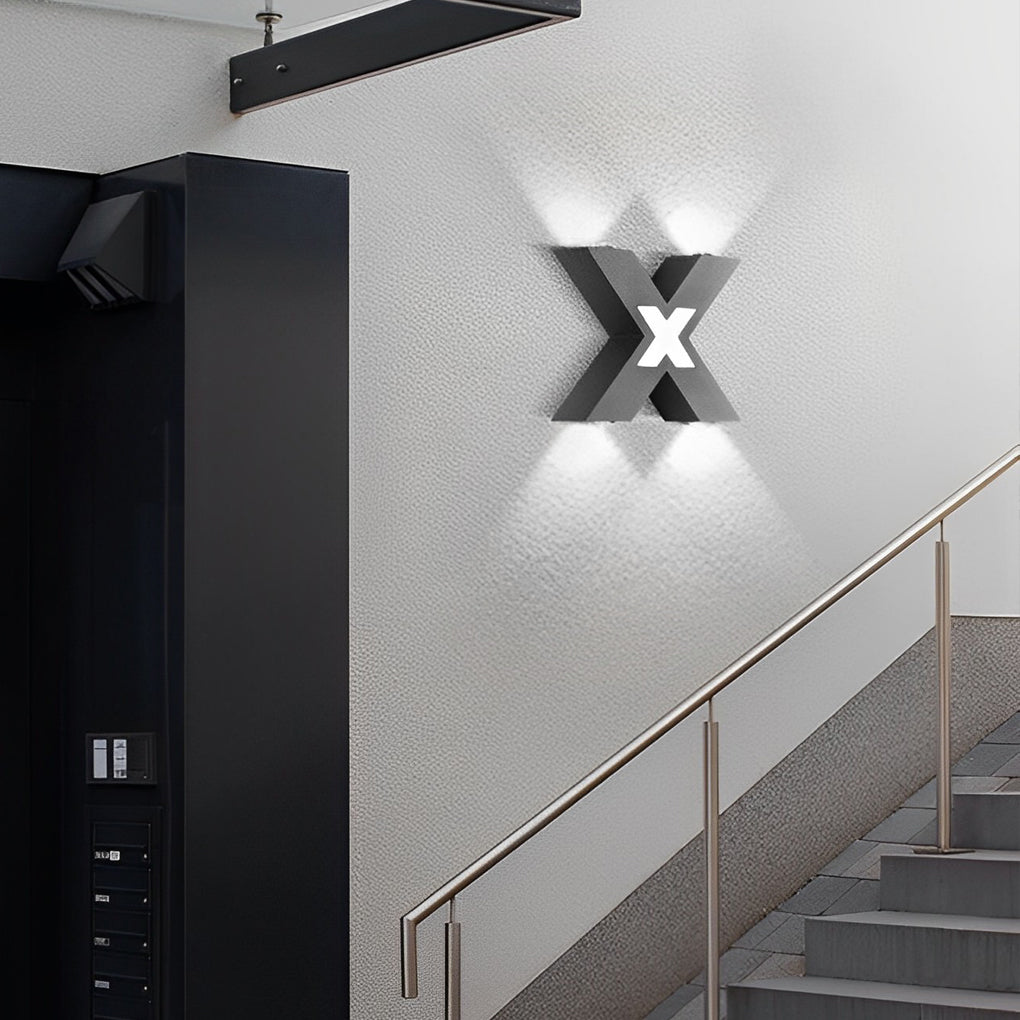 X Shape Creative Waterproof LED Black Modern Outdoor Wall Lamp Exterior Lights - Lumpaz