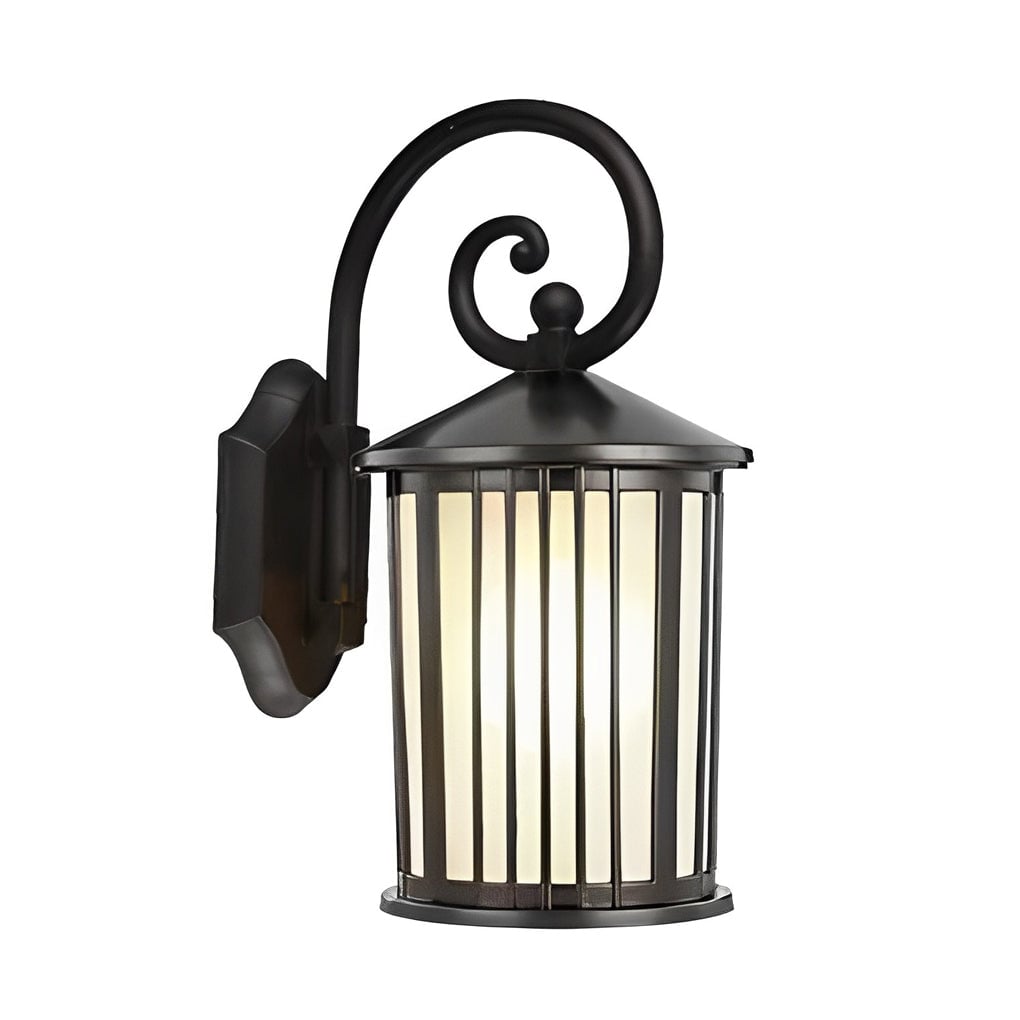 Waterproof Striped Glass Aluminum Black Retro Outdoor Wall Lights - Lumpaz