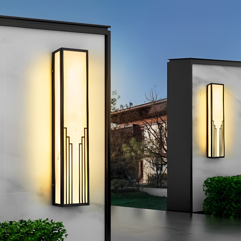 Strip Rectangular Resin Waterproof LED Black Modern Outdoor Wall Light - Lumpaz