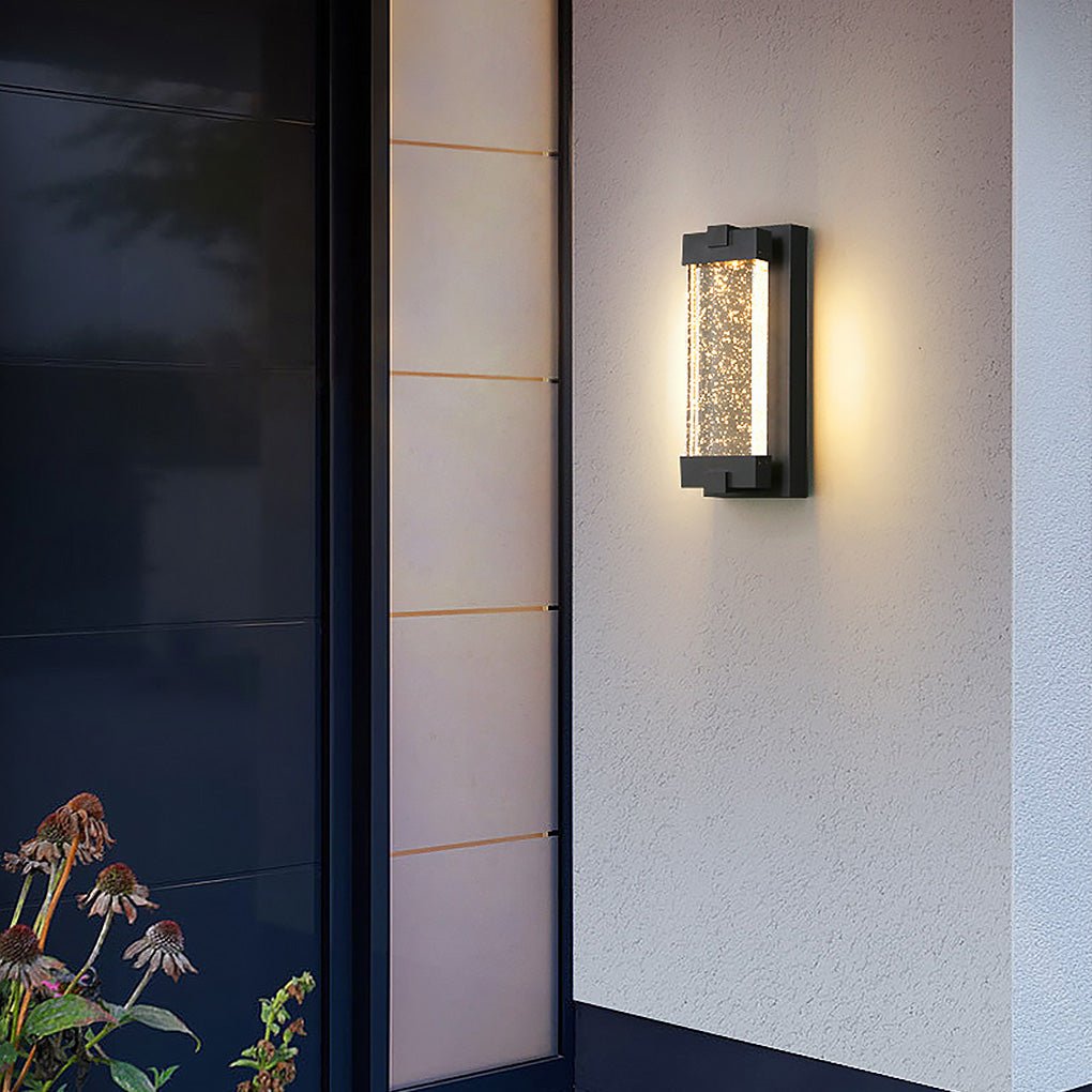 Rectangular Bubbles Crystal Waterproof COB Black Outdoor Wall Lights - Lumpaz