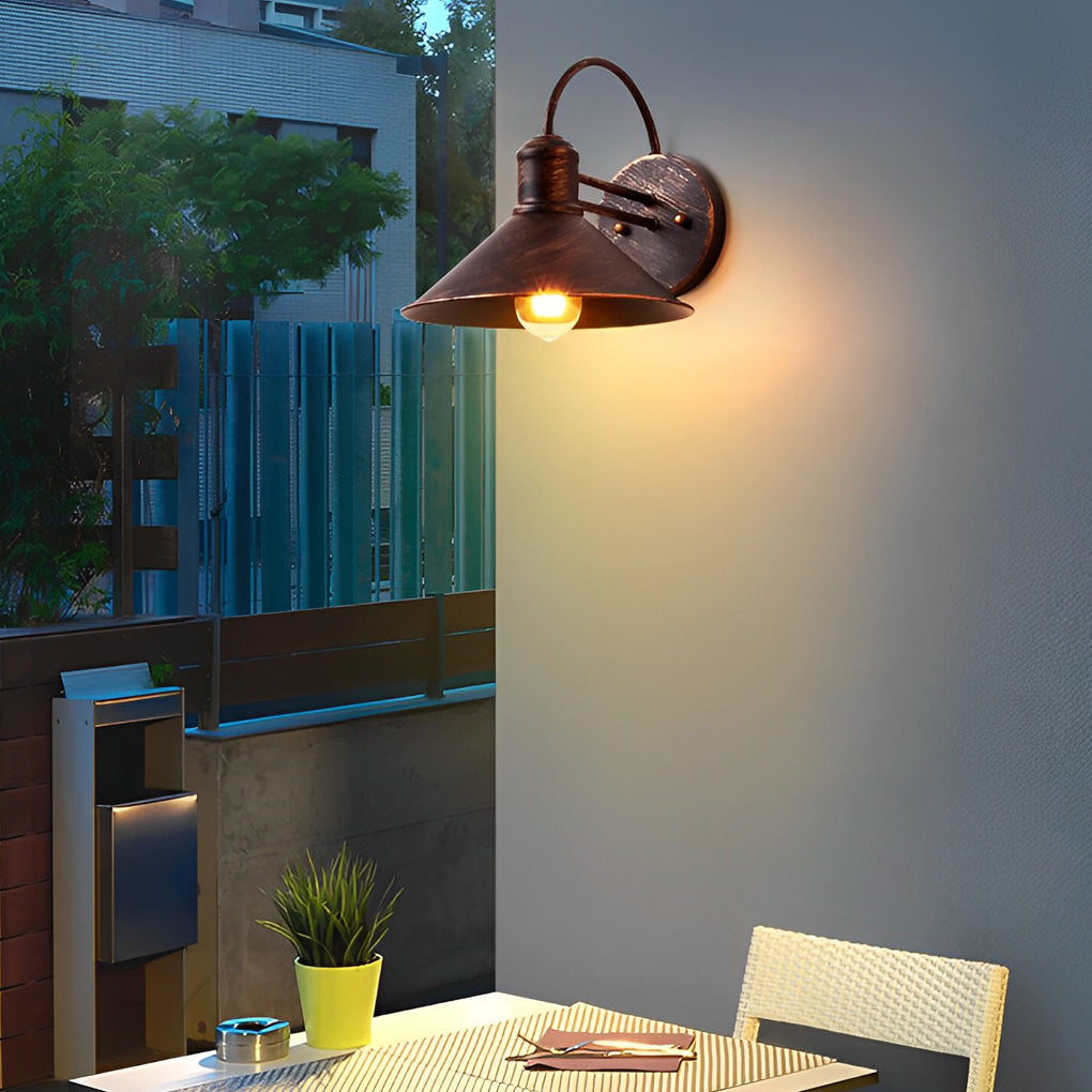 Retro Conical Iron Waterproof Industrial Style Outdoor Wall Lamp Exterior Lights - Lumpaz